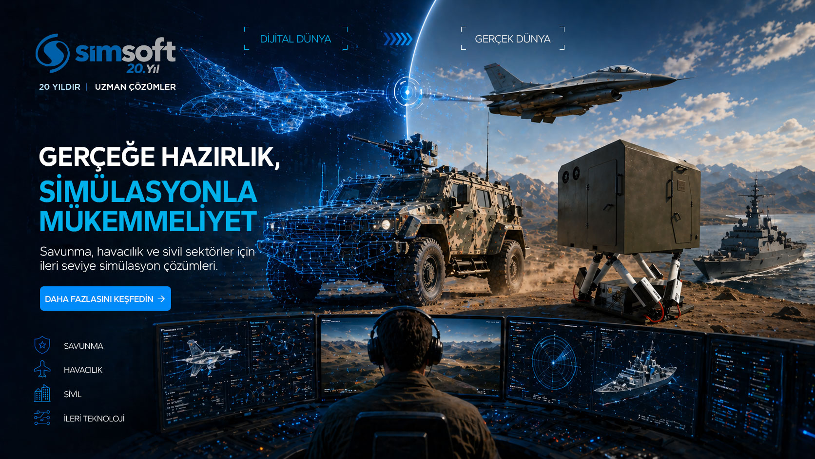 Simsoft fields of activity for simulation systems, defense, aviation and training technologies